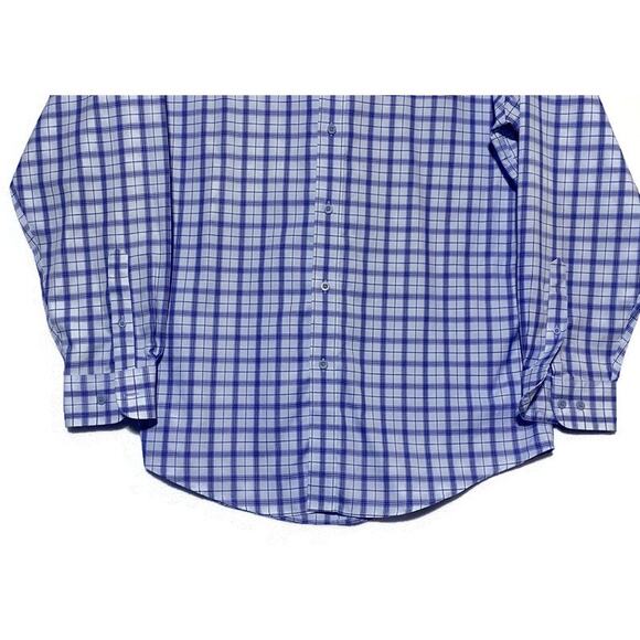 Nordstrom Button Up Shirt Men's Medium Blue White Plaid Long Sleeve Wrinkle Free - Picture 7 of 7
